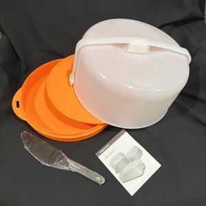 NEW! (NIP) Tupperware Cool Orange Cake Taker w/ FREE Cake Server (LAST one)